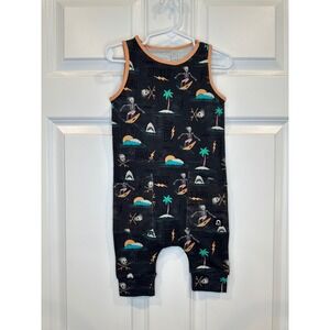 Rags Romper Jumpsuit Skeleton Surfer‎ Black Orange Size 18-24 Months
